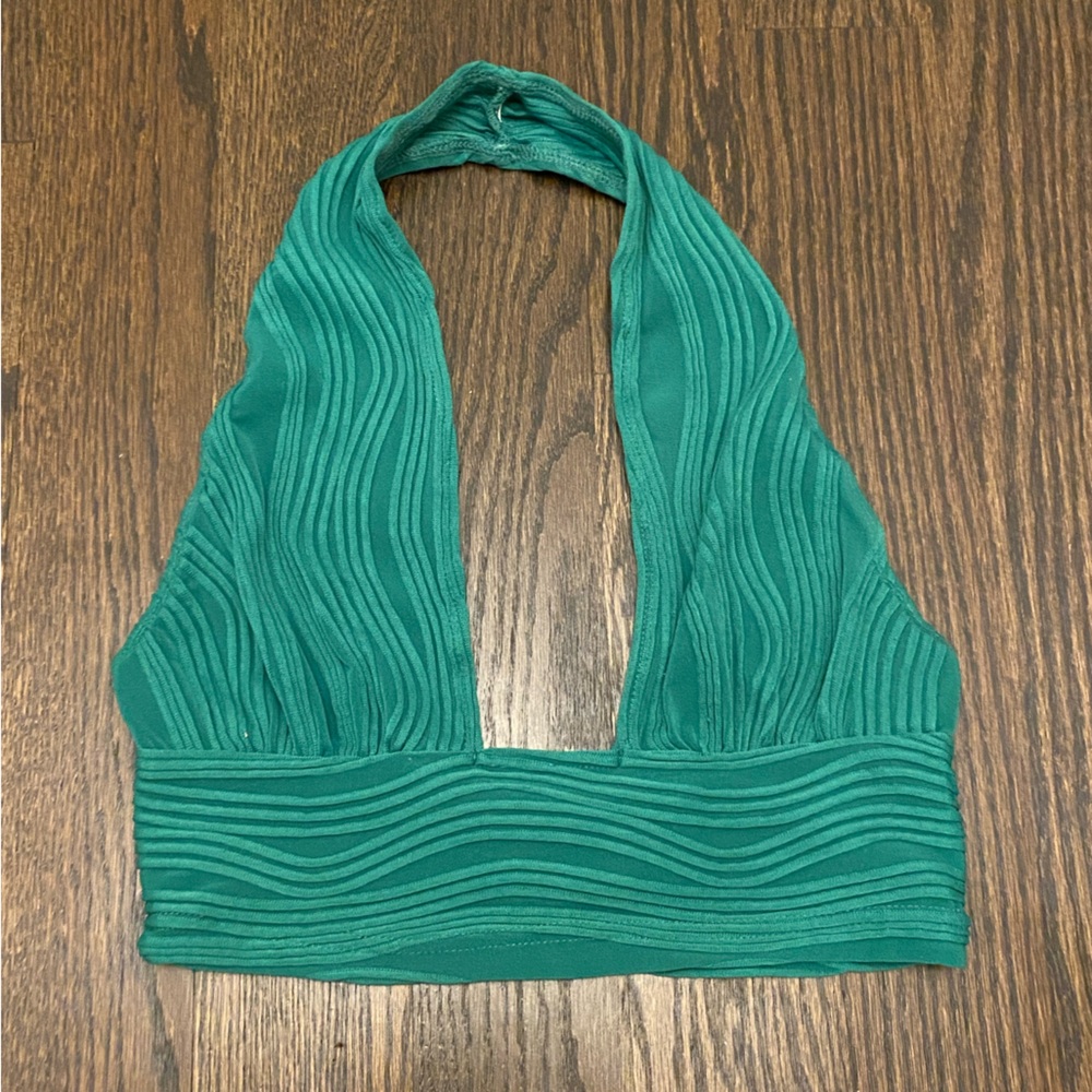 SHEIN green halter going out top